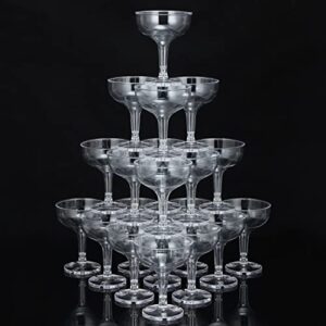 potchen set of 100 champagne glasses 5 oz unbreakable plastic martini clear disposable wine cups stackable stemmed coupe shatterproof party stem for margarita wedding birthday home bar