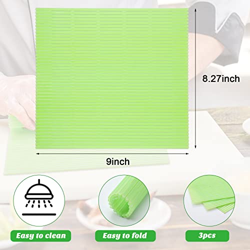 3 Pieces Kitchen Sushi Rolling Mat Non Stick Sushi Making Kit Japanese Plastic Sushi Rolling Maker Homemade for Home Kitchen DIY Sushi Plate Mat (Green)