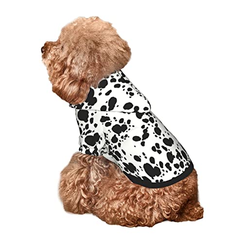 Fashion Pet Dog Hoodies, Animal Dalmatian Print Hoodie Puppy Winter Halloween Cosplay Clothes Sweaters Outfits Pullover Doggie Sweatshirt for Small Dog XS