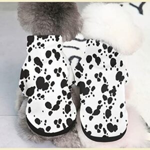 Fashion Pet Dog Hoodies, Animal Dalmatian Print Hoodie Puppy Winter Halloween Cosplay Clothes Sweaters Outfits Pullover Doggie Sweatshirt for Small Dog XS