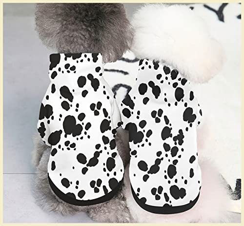 Fashion Pet Dog Hoodies, Animal Dalmatian Print Hoodie Puppy Winter Halloween Cosplay Clothes Sweaters Outfits Pullover Doggie Sweatshirt for Small Dog XS