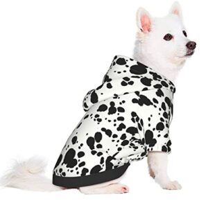 Fashion Pet Dog Hoodies, Animal Dalmatian Print Hoodie Puppy Winter Halloween Cosplay Clothes Sweaters Outfits Pullover Doggie Sweatshirt for Small Dog XS