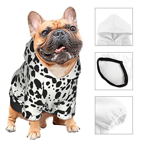 Fashion Pet Dog Hoodies, Animal Dalmatian Print Hoodie Puppy Winter Halloween Cosplay Clothes Sweaters Outfits Pullover Doggie Sweatshirt for Small Dog XS