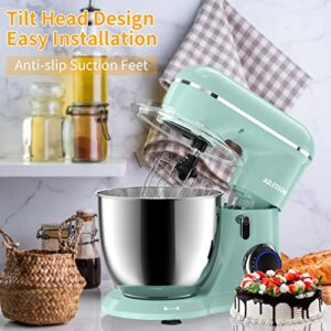 AILESSOM 3-IN-1 Electric Stand Mixer, 660W 10-Speed With Pulse Button, Attachments include 6.5QT Bowl, Dough Hook, Beater, Whisk for Most Home Cooks, Agave Green