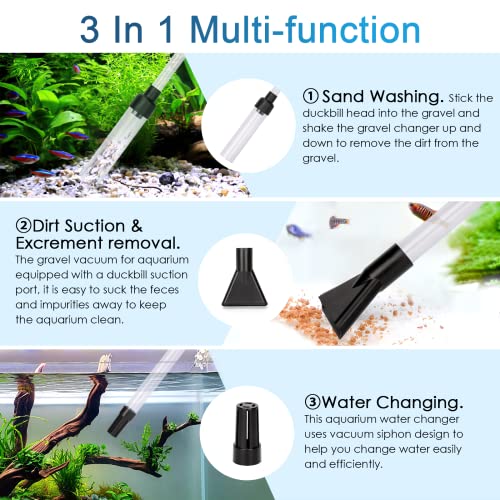 hygger Gravel Vacuum for Aquarium, Aquarium Siphon Vacuum Cleaner for Fish Tank Gravel and Sand Cleaning, Remove Dirt, Water Change, Aquarium Gravel Cleaner with Adjustable Water Flow (S)