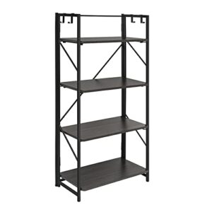 4 tier folding bookshelf modern storage shelves, free standing display shelf for collectors, easy assembly bookcase for bedroom, office, pantry