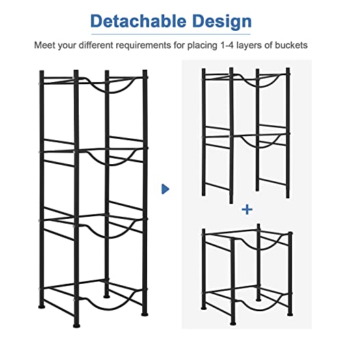 5 Gallon Water Bottle Jug Holder 4 Tier Heavy Duty Water Cooler Jug Storage Rack Detachable Gallon Water Jug Bottle Organizer Shelf for Home Kitchen Office Breakroom Space Save, Black