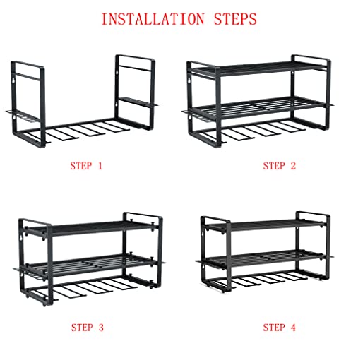 Power tool storage rack, drill rack Wall mounted, Heavy Duty Garage tools Power tool storage, utility for cordless drill in tool room garage, 3-story 120 lb limit, black（17"D x 9.45"W x 8"H Inch）