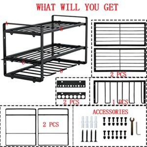 Power tool storage rack, drill rack Wall mounted, Heavy Duty Garage tools Power tool storage, utility for cordless drill in tool room garage, 3-story 120 lb limit, black（17"D x 9.45"W x 8"H Inch）