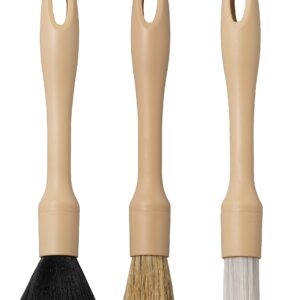 Fantasticlean Car Detailing Brush Set, 3 Pack Natural Boars Hair Detailing Brush Set, Clean Interior or Exterior, Wheels, Tires, Engine Bay, Leather Seats, Car Detailing Kit, Detailing Brush