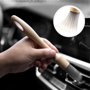 Fantasticlean Car Detailing Brush Set, 3 Pack Natural Boars Hair Detailing Brush Set, Clean Interior or Exterior, Wheels, Tires, Engine Bay, Leather Seats, Car Detailing Kit, Detailing Brush