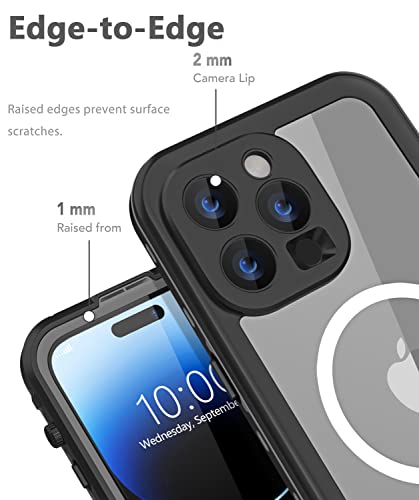 Guirble Design for iPhone 14 Pro Waterproof Case, Shockproof Dustproof Phone Case for iPhone 14 Pro with Screen Protector, Full Body Protective Case for iPhone 14 Pro Cover 6.1'' (Black/Gray)