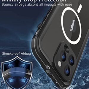 Guirble Design for iPhone 14 Pro Waterproof Case, Shockproof Dustproof Phone Case for iPhone 14 Pro with Screen Protector, Full Body Protective Case for iPhone 14 Pro Cover 6.1'' (Black/Gray)