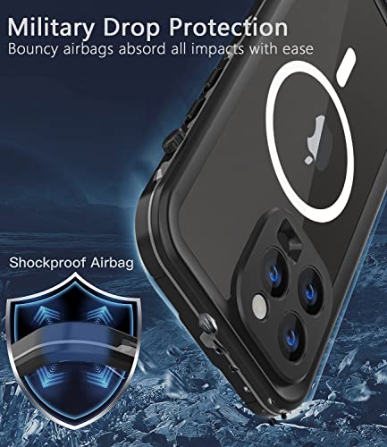 Guirble Design for iPhone 14 Pro Waterproof Case, Shockproof Dustproof Phone Case for iPhone 14 Pro with Screen Protector, Full Body Protective Case for iPhone 14 Pro Cover 6.1'' (Black/Gray)