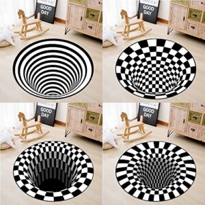 3D Vertigo Carpet, Round Floor Mat Living Room Coffee Table Carpet Home Floor Mat,Pattern 3，Diameter 80cm