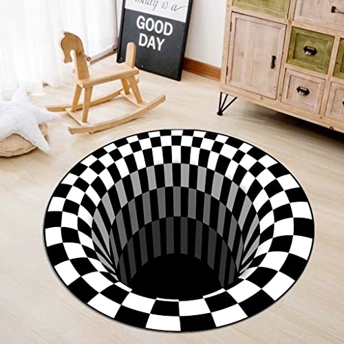 3D Vertigo Carpet, Round Floor Mat Living Room Coffee Table Carpet Home Floor Mat,Pattern 3，Diameter 80cm