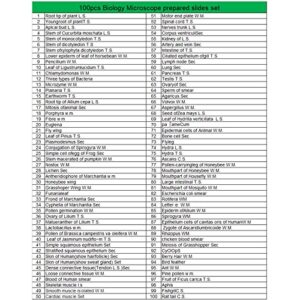 100 Microscope Slides with Specimens, Microscope Samples with Insects, Plants and Animals for Students Kids Science Learning, Suitable for Home School Use