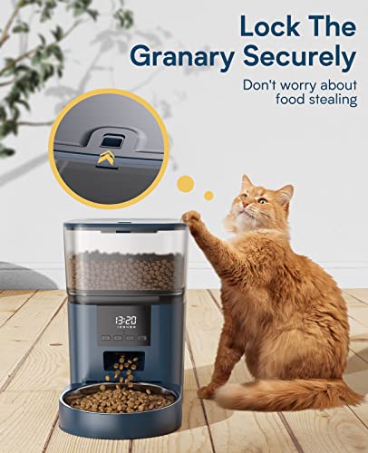 oneisall Automatic Cat Feeders, 17 Cup Timed Dry Food Dispenser for Cats Dogs Pets with Programmable Portion Control, Up to 50 Portions, 6 Meals per Day, Voice Recorder