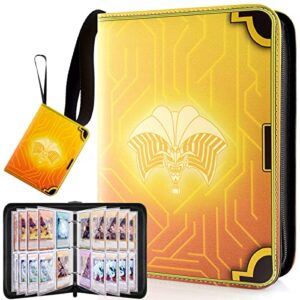 joyhood trading card binder for yugioh cards, tcg card folder album books case with zipper fits pm mtg ygo, holds up to 400 cards, gifts for boys/girls (exodia)