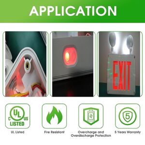 Garrini LED Emergency Light，Red Letter, Dual Rotational LED Emergency Combo with Backup Battery, Commercial Grade, Fire Resistant，Suitable for Wet Location Waterproof WCU