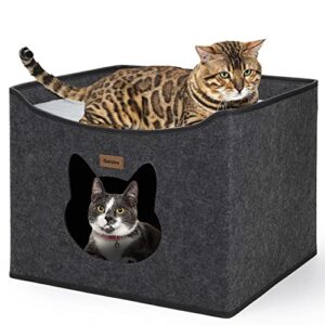 geizire cat house cat beds for indoor cats, large cat hideaway with cute interesting opening shape cat cave for pets playing, climbing, hiding and sleeping, portable collapsible cat tent.