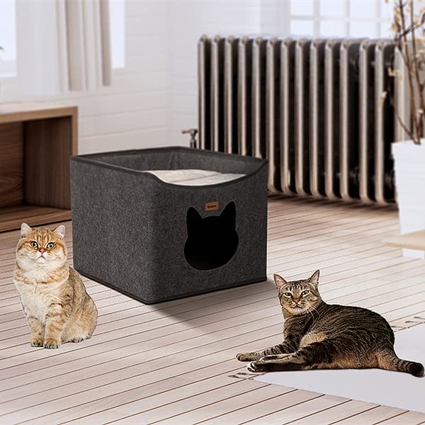 Geizire Cat House Cat Beds for Indoor Cats, Large Cat Hideaway with Cute Interesting Opening Shape Cat Cave for Pets Playing, Climbing, Hiding and Sleeping, Portable Collapsible Cat Tent.