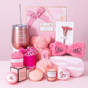 gifts basket for women - birthday, get well soon set contains 13 items: inspirational, relaxing spa care package, friendship gift.