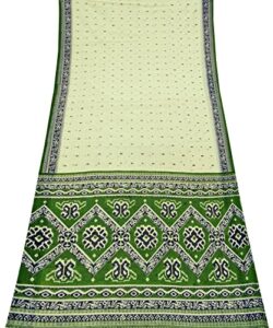 peegli cream vintage saree floral printed dress material georgette recycled fabric sari