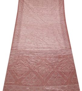 peegli vintage bandhani printed saree pink recycled fabric silk blend diy craft sari