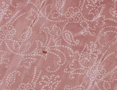 Peegli Vintage Bandhani Printed Saree Pink Recycled Fabric Silk Blend DIY Craft Sari