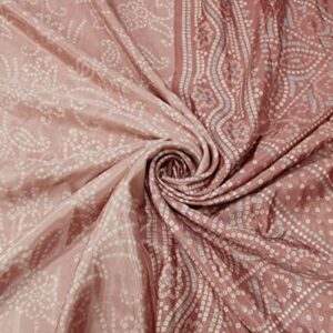 Peegli Vintage Bandhani Printed Saree Pink Recycled Fabric Silk Blend DIY Craft Sari