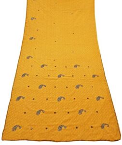 peegli indian vintage yellow saree paisley pattern sequins work sari georgette diy craft fabric