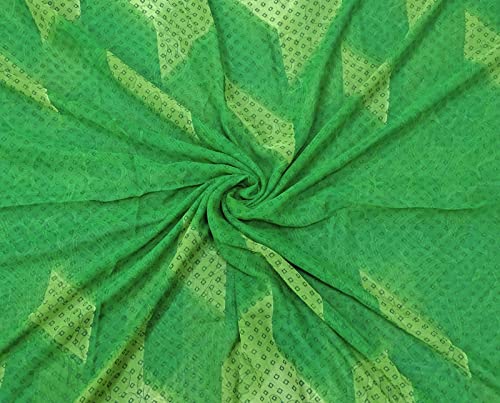 Peegli Vintage Green Saree Abstract Printed Curtain Drape Fabric Georgette DIY Craft Sari