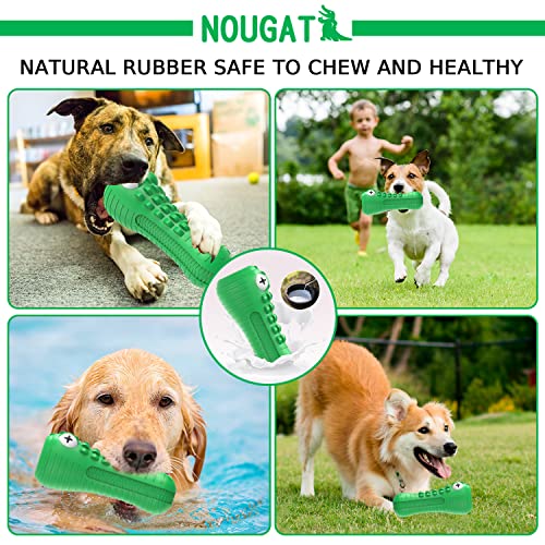 NOUGAT Tough Dog Toys for Aggressive Chewers, Squeaky Dog Chew Toys Natural Rubber Milk Flavor for Medium Large Dogs (Green, Crocodile)