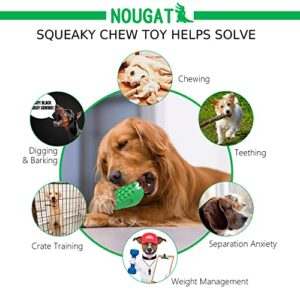 NOUGAT Tough Dog Toys for Aggressive Chewers, Squeaky Dog Chew Toys Natural Rubber Milk Flavor for Medium Large Dogs (Green, Crocodile)