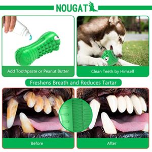 NOUGAT Tough Dog Toys for Aggressive Chewers, Squeaky Dog Chew Toys Natural Rubber Milk Flavor for Medium Large Dogs (Green, Crocodile)