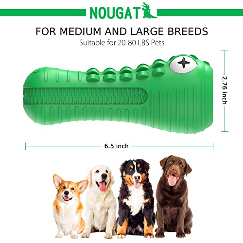 NOUGAT Tough Dog Toys for Aggressive Chewers, Squeaky Dog Chew Toys Natural Rubber Milk Flavor for Medium Large Dogs (Green, Crocodile)