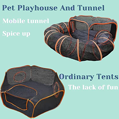 Hamiledyi Outdoor Cat Enclosures Playground Cat Large Playpen Portable Cat Cage Kitten Collapsible Play House Kitty Toy Tunnel Surround Breathable Fun Playpen for Cat Chinchilla Bunny Dogs Guinea Pig