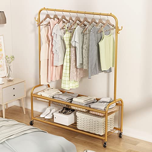 Thick forest Gold Clothes Rack Gold Clothing Rack Gold Garment Rack ...