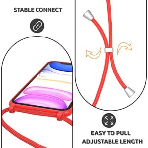 UEEBAI Crossbody Lanyard Phone case for iPhone 7 Plus/8 Plus, Silicone Phone Cover with Adjustable Necklace Strap Soft Belt Neck Cord Lanyard Shockproof Protective Case - Red