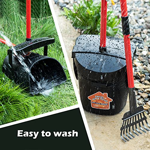 HUZSV Pooper Scooper Large Swivel Bin & Rake for Large & Small Dogs Non-Breakable Dog Poop Scooper with 20 Waste Bags Easy to Clean Pet Waste Use on Grass, Dirt or Gravel - Pet Supplies