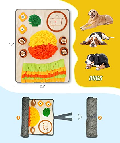 Snuffle Mat for Large Dogs,40"x 28"Dogs Nosework Feeding Mat, Enrichment Interactive Dog Puzzle, Slow Food Mat for Dogs Cats Toys for Training and Brain Stimulating,Encourages Natural Foraging Skills