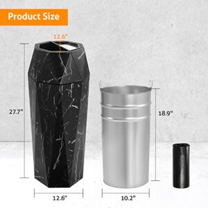 WICHEMI Outdoor Trash Can, 13 Gallon Outdoor Trash Can with Lid, Removable Inner Bucket Stainless Steel Commercial Garbage Can for Home, Office, Hotel and Mall