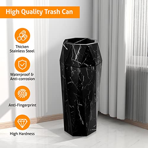 WICHEMI Outdoor Trash Can, 13 Gallon Outdoor Trash Can with Lid, Removable Inner Bucket Stainless Steel Commercial Garbage Can for Home, Office, Hotel and Mall