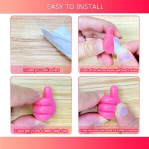 Thumb Hooks Silicone, 20 Pcs Self Adhesive Thumb Hook Wall Hangers for Cable Clip Key Hat Makeup Brush Holder