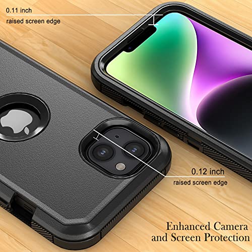 TASHHAR Phone Case for iPhone 14 Plus Case,Heavy Duty Hard Shockproof Armor Protector Case Cover with Belt Clip Holster for Apple iPhone 14 Plus 6.7 5G 2022 Phone Case (Black)