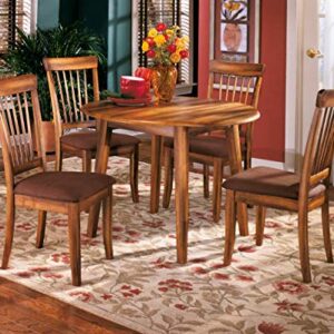 Signature Design by Ashley Ralene Rake Back Dining Room Chair Set of 2, Medium Brown & Berringer Dining Room Round Drop Leaf Table, Rustic Brown