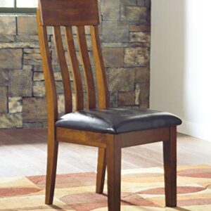 Signature Design by Ashley Ralene Rake Back Dining Room Chair Set of 2, Medium Brown & Berringer Dining Room Round Drop Leaf Table, Rustic Brown