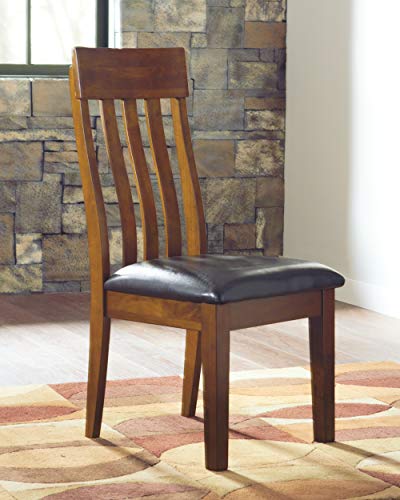 Signature Design by Ashley Ralene Rake Back Dining Room Chair Set of 2, Medium Brown & Berringer Dining Room Round Drop Leaf Table, Rustic Brown