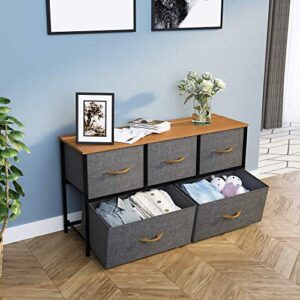 YITAHOME Dresser with 5 Drawers - Fabric Storage Tower & Storage Tower with 4 Drawers - Fabric Dresser, Organizer Unit for Bedroom, Living Room, Closets & Nursery (Cool Gray)